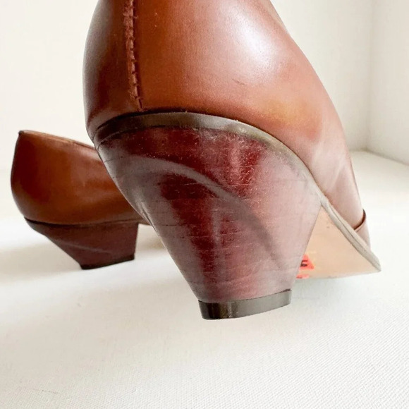Vintage Leather Tucci Made in Italy Brown Unique Heel Loafers Shoeties 8 - Picture 5 of 15